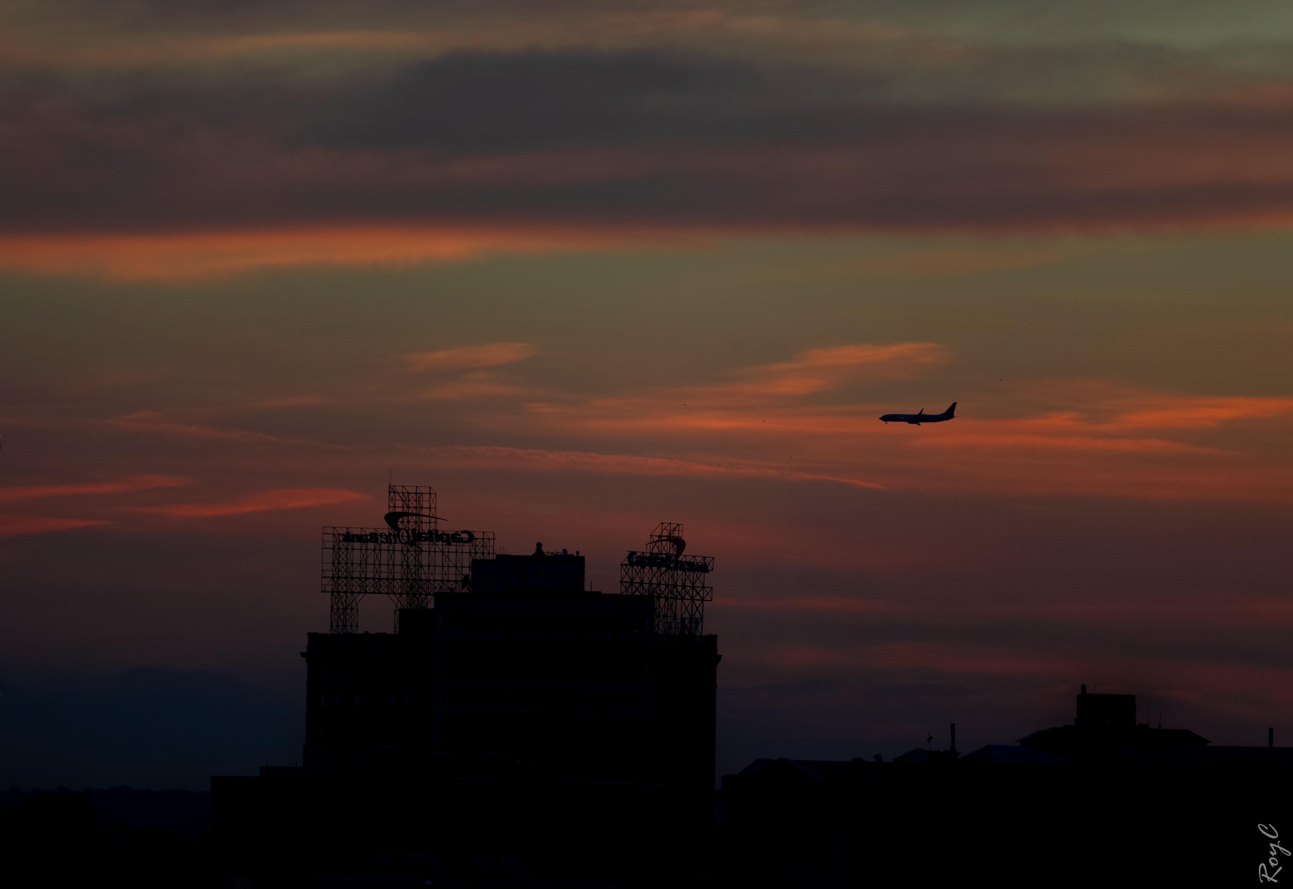 Plane in the Sunset