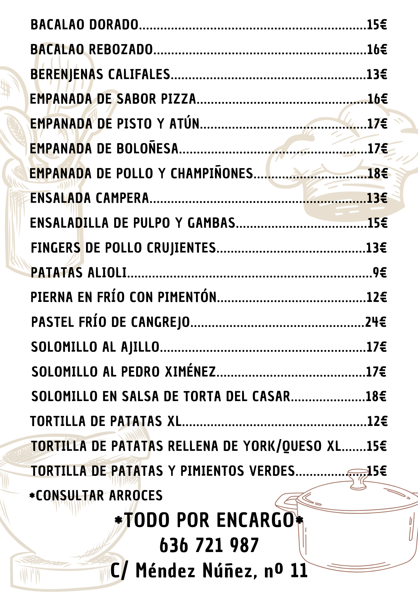 Raciones y platos preparados de COCINAMER en Almendralejo