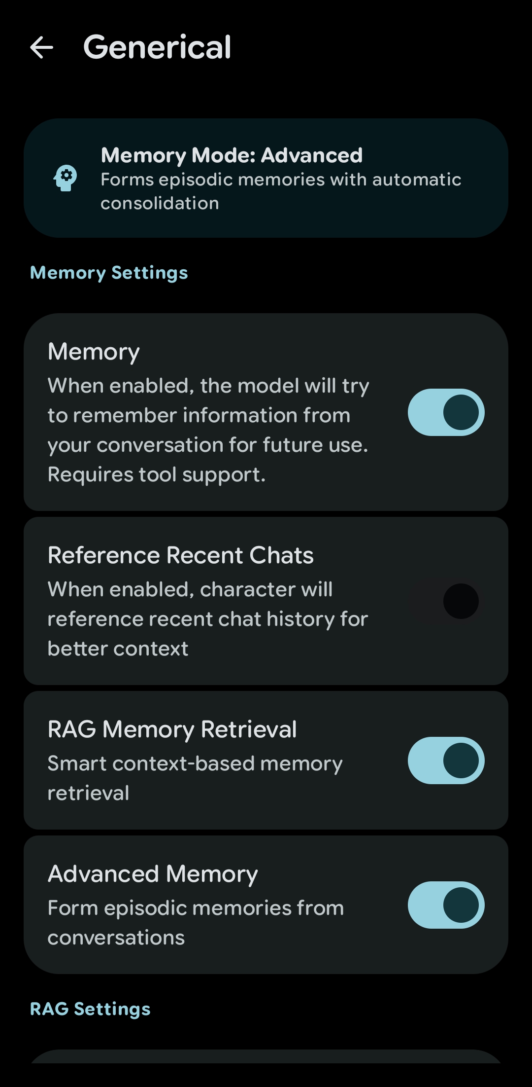 Memory Settings
