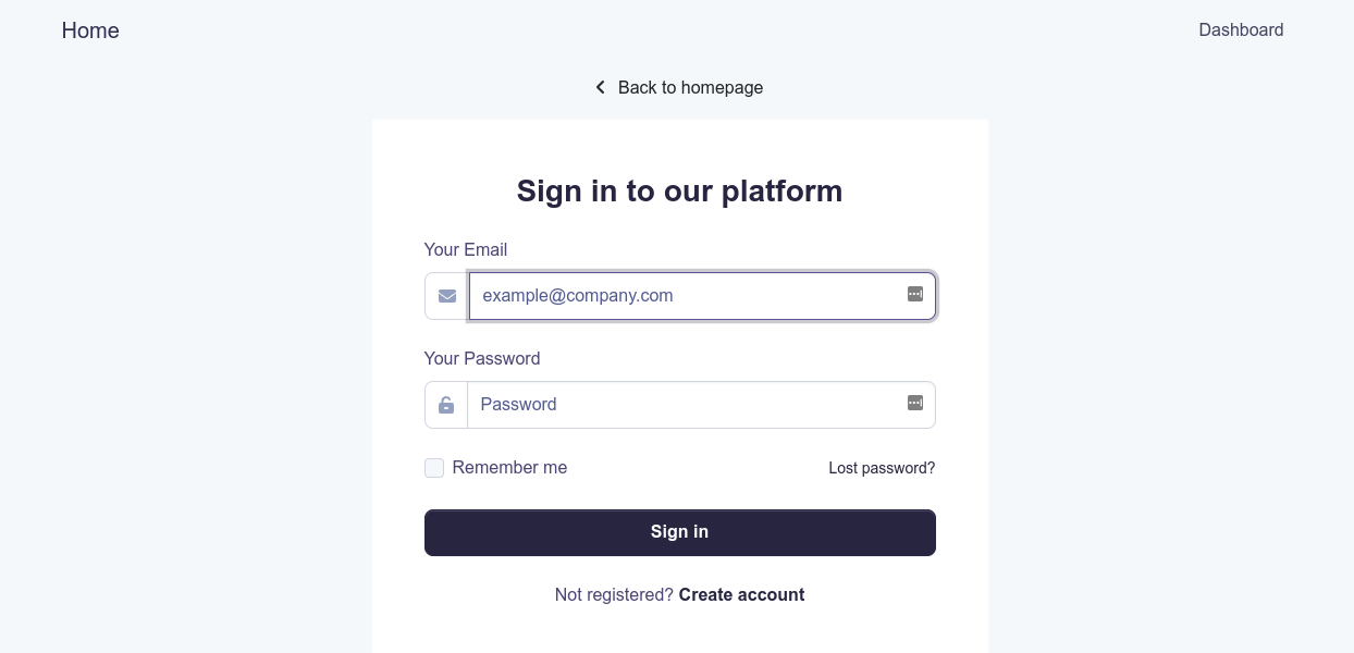 login form