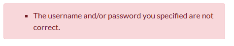 Wrong Email, username, or password