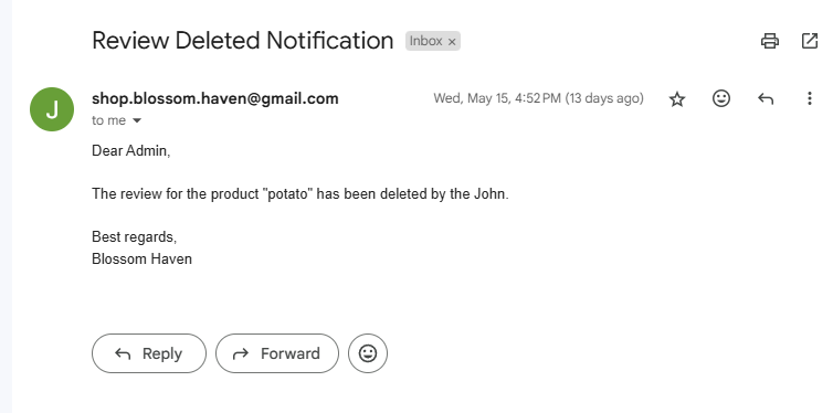 Delete review email image