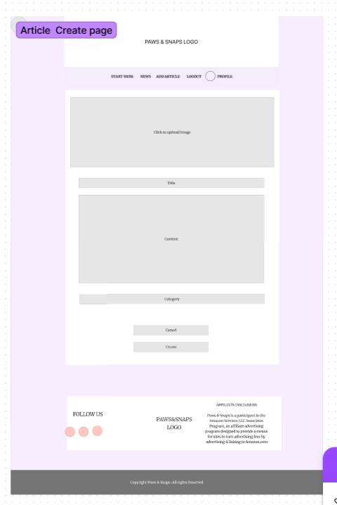 Create article wireframe