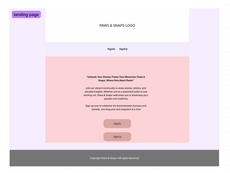 Landing page wireframe