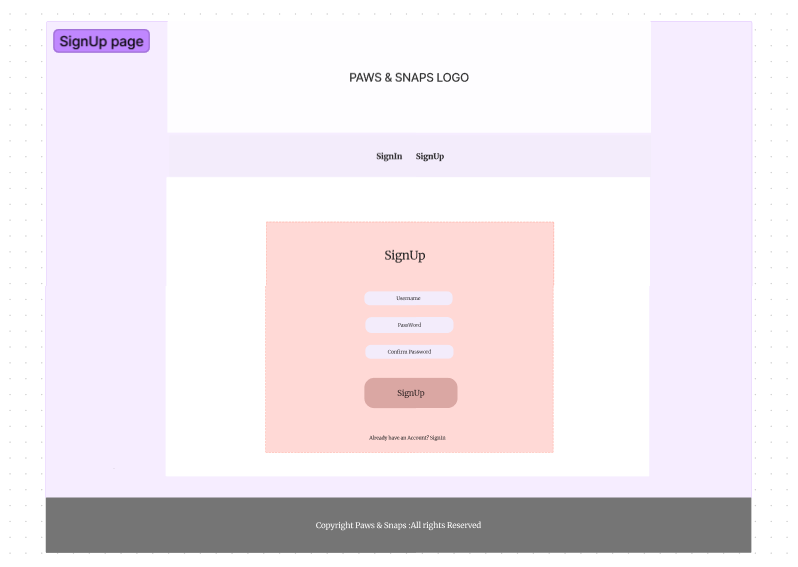 Signup wireframe