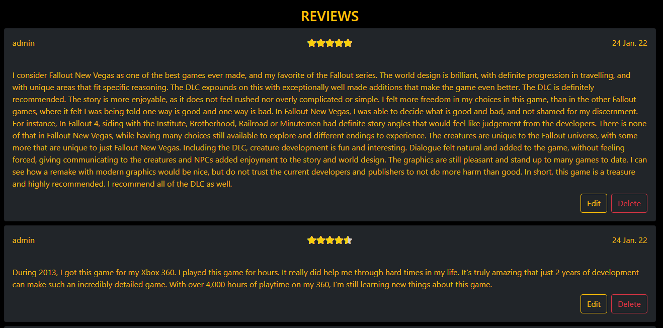 Reviews of the game