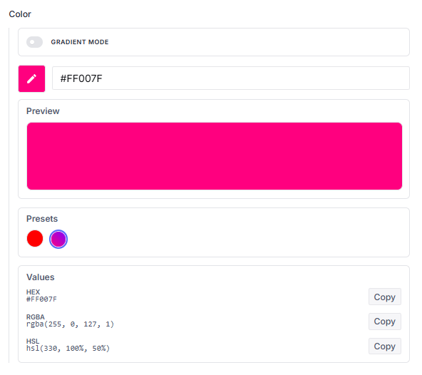 Solid Mode Color Picker