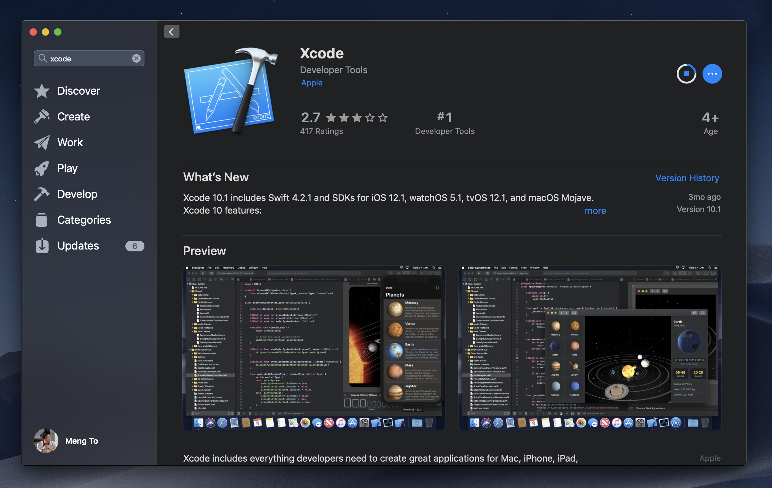 Screenshot of XCode