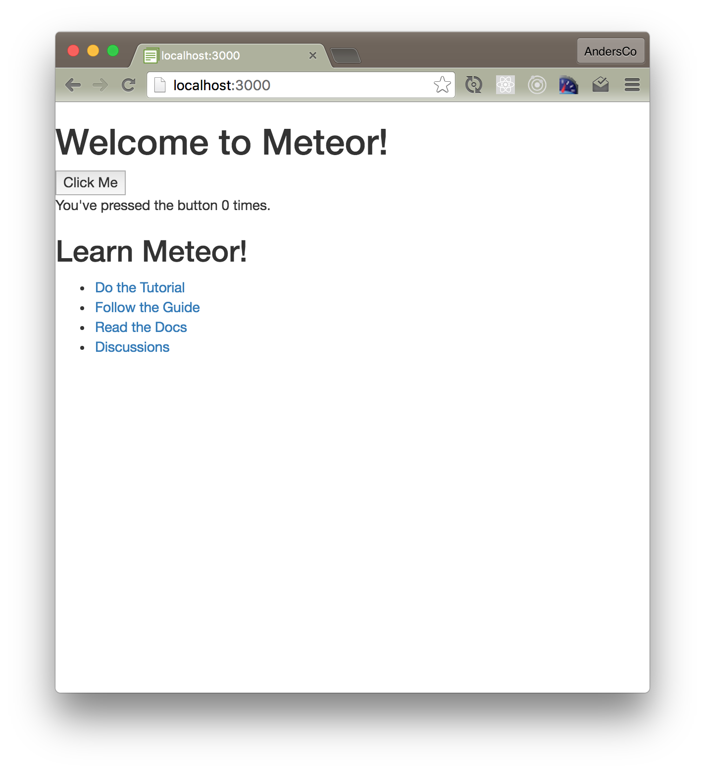 Default welcome screen with Bootstrap installed