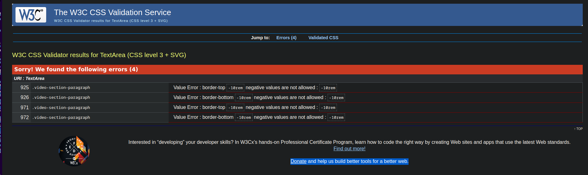 W3S CSS Validation