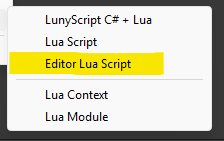Create Editor Lua Script