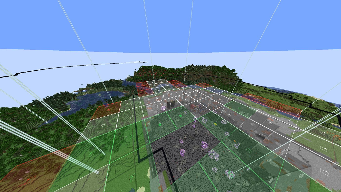 A perimeter from the air, with a beam over every beacon