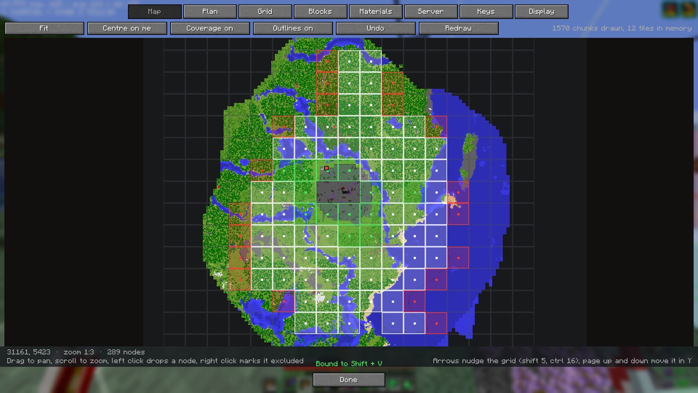 The map tab with the whole grid on it