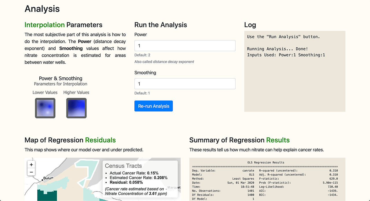 User Interface Analysis Section