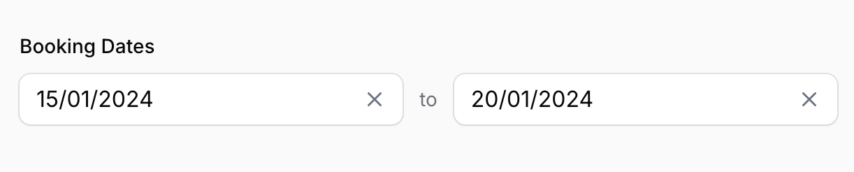Input fields showing dates like "15/01/2024".