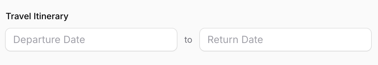 Inputs showing "Departure Date" and "Return Date".