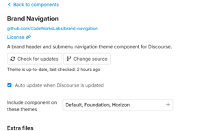 Preview of Brand Navigation’s component settings.
