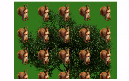 Background with squirrel gif repeated over tree image