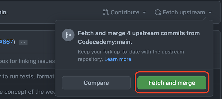 Image of the Fetch and merge button