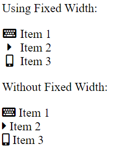 Font Awesome Fixed Width Examples
