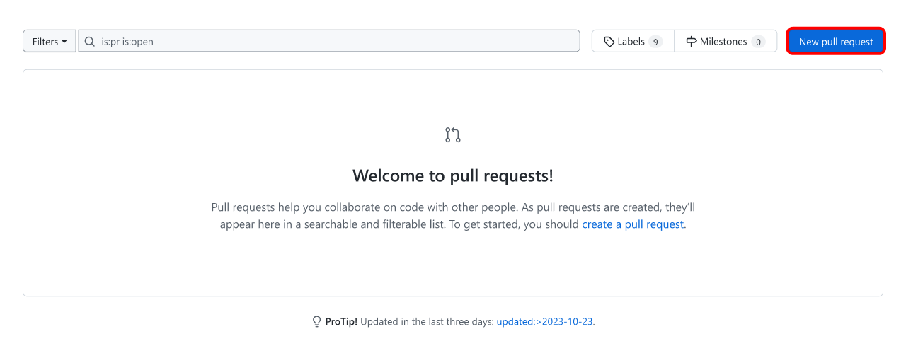 New pull request interface
