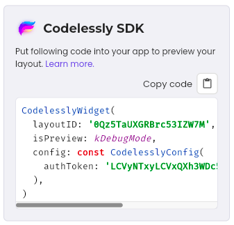 Codelessly Widget Code