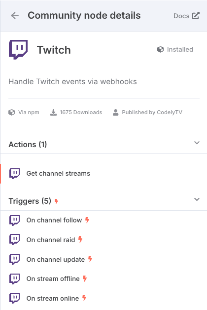 Twitch node triggers