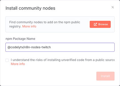 Twitch community node installation