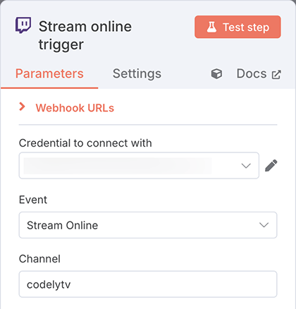 Twitch node parameters