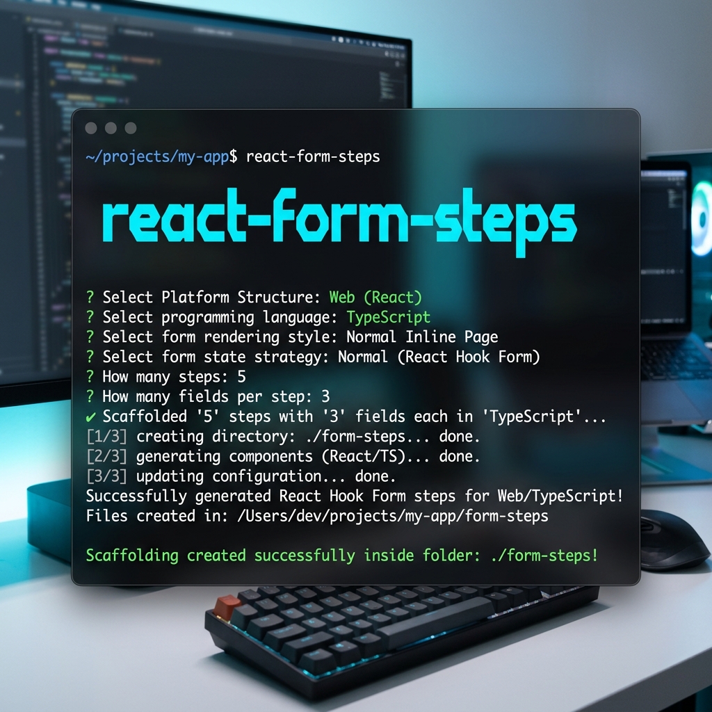 Watch react-form-steps CLI Demo Video