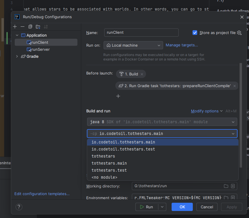 changing the classpath`