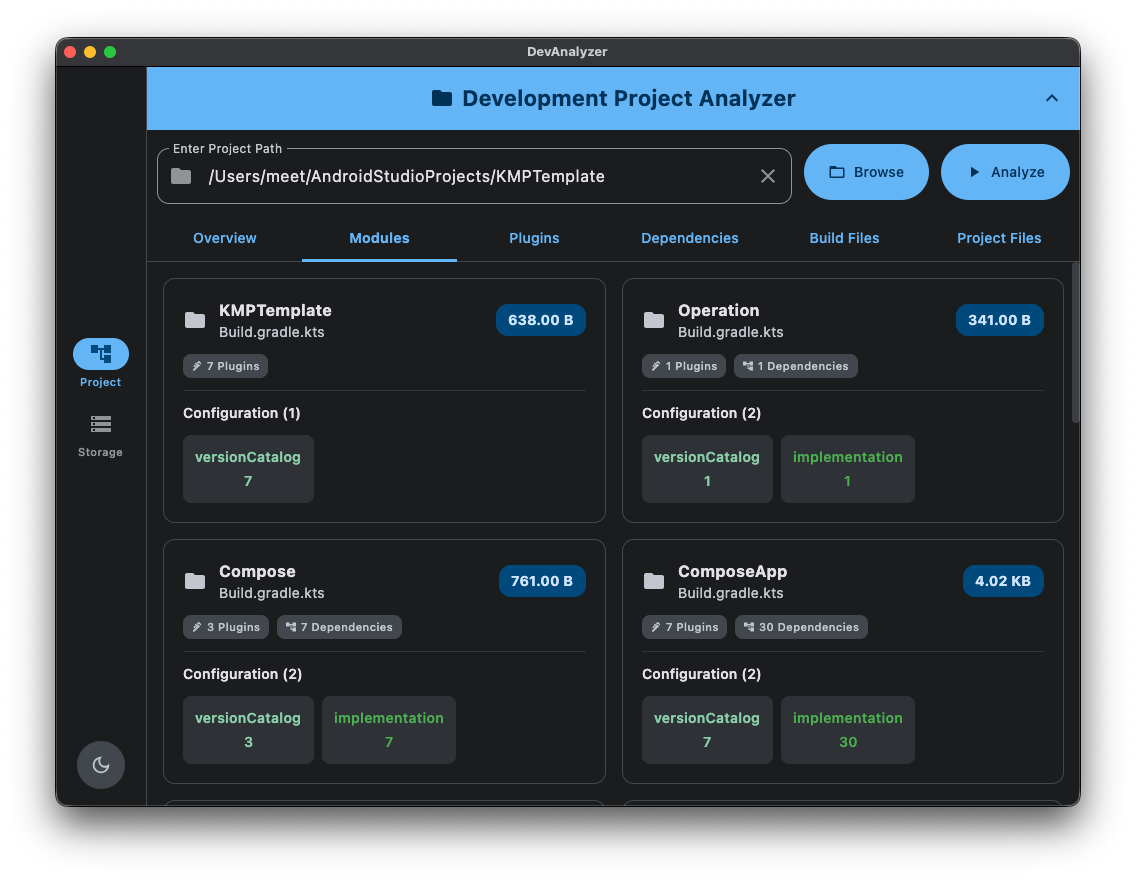 Development Project Analyzer Screenshot
