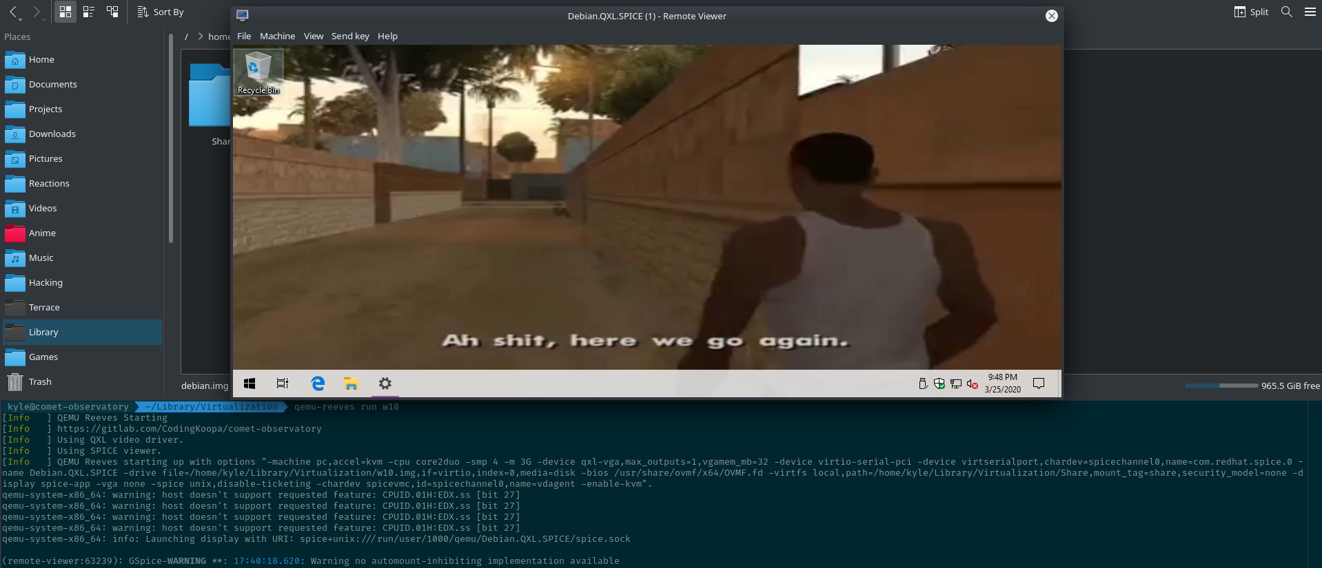 QEMU Reeves Windows 10 Screenshot