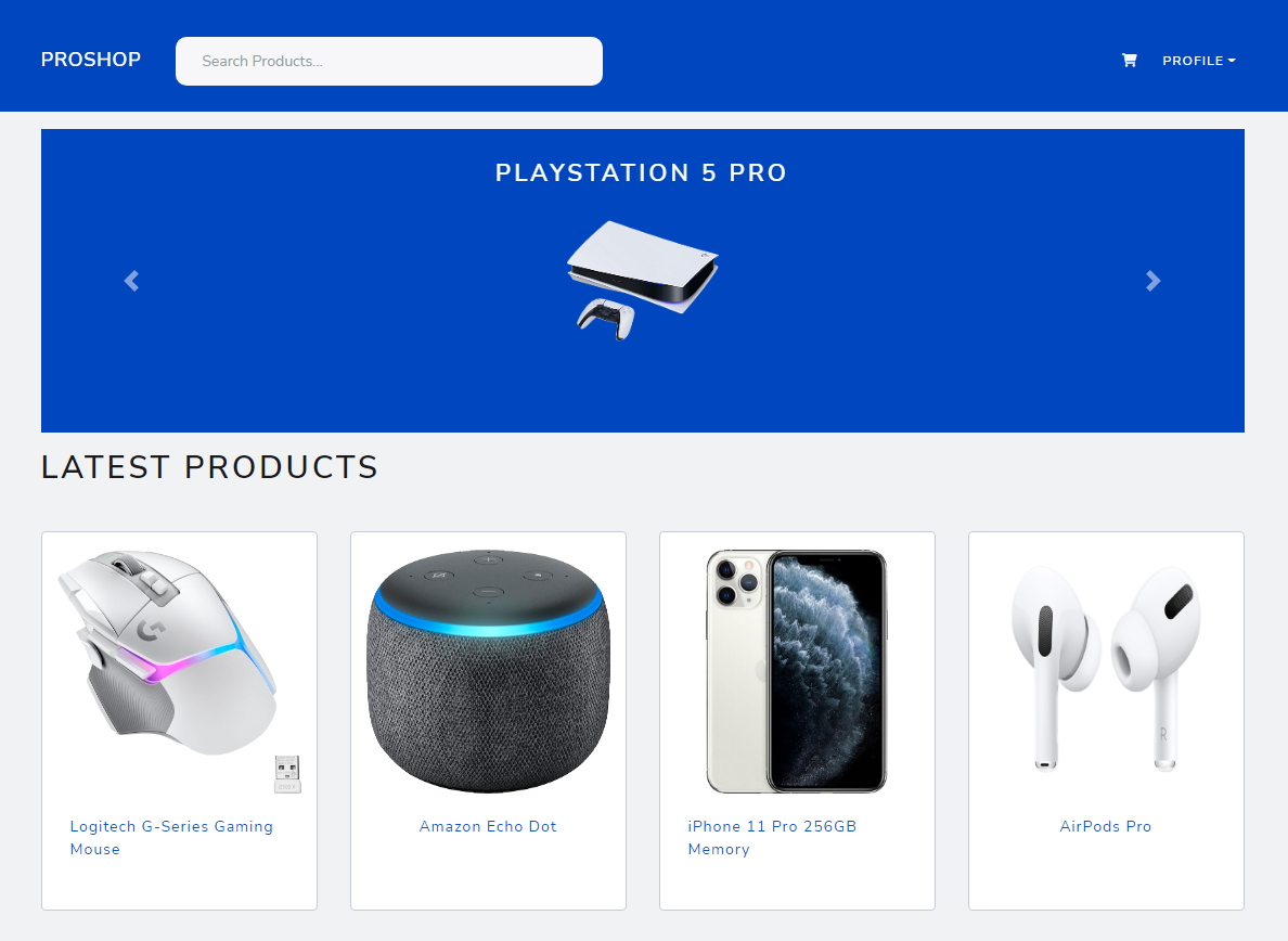 Preview of the eCommerce page