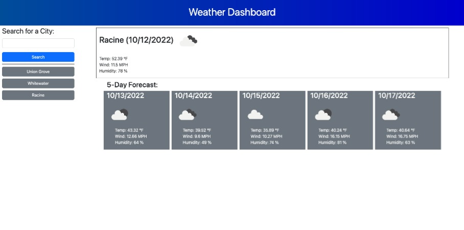 Weather Dashboard Screenshot