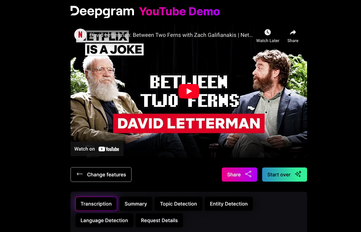 Deepgram YouTube Demo