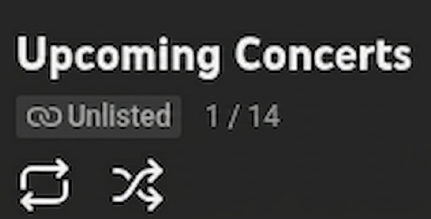 Concert planner playlist header