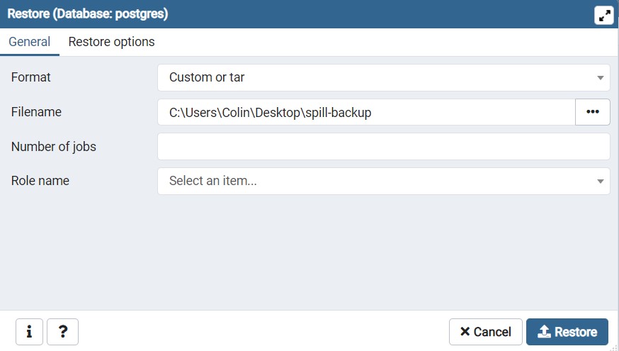 postgres restore database from file