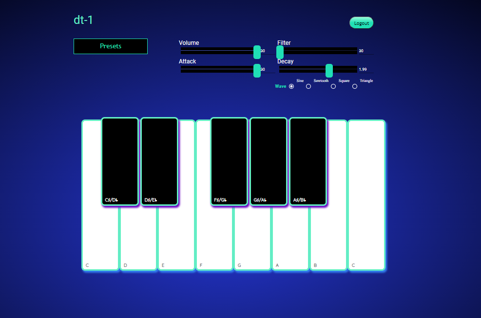 Screenshot fo the dt-1 interface