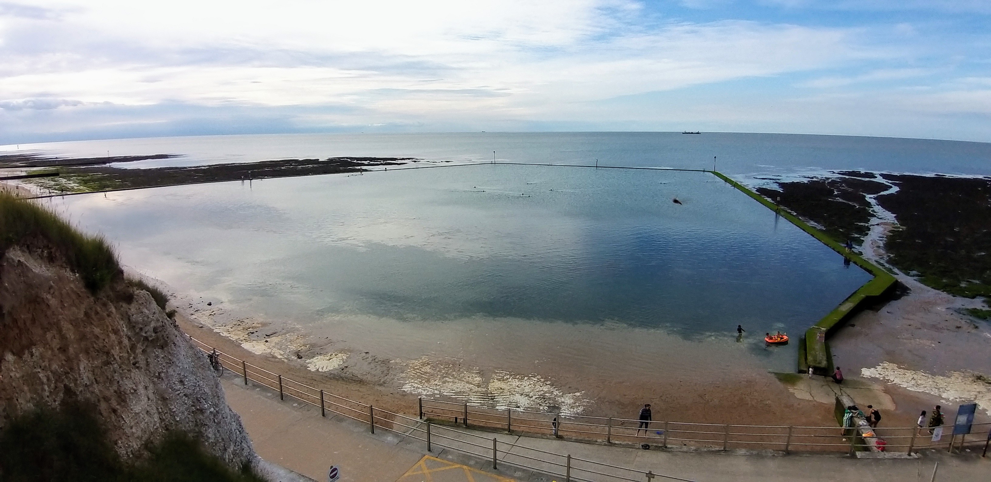 Margate Tidal pool. Filled with sea water and then outside of pool no water, just stretches of seaweed