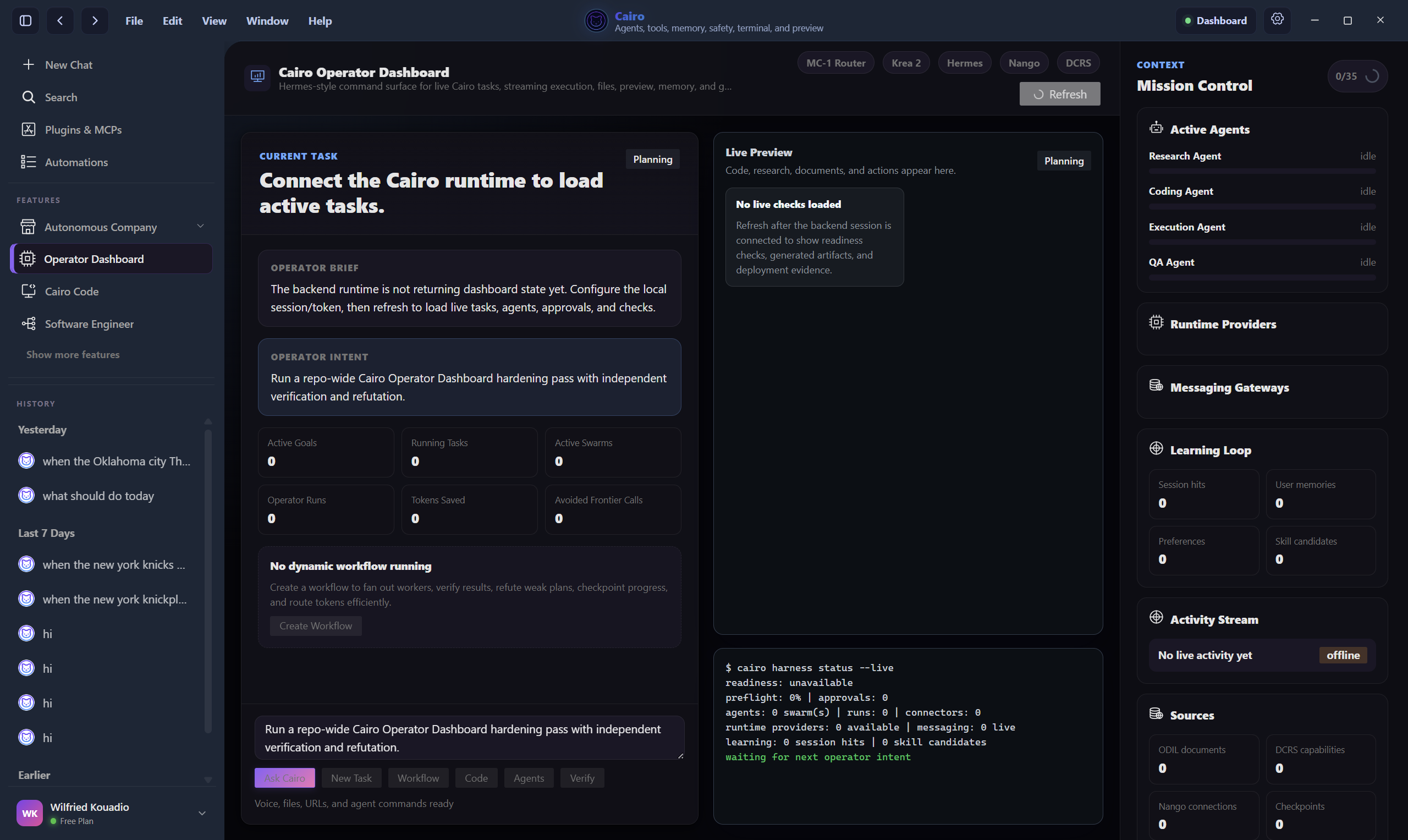 Cairo Operator Dashboard