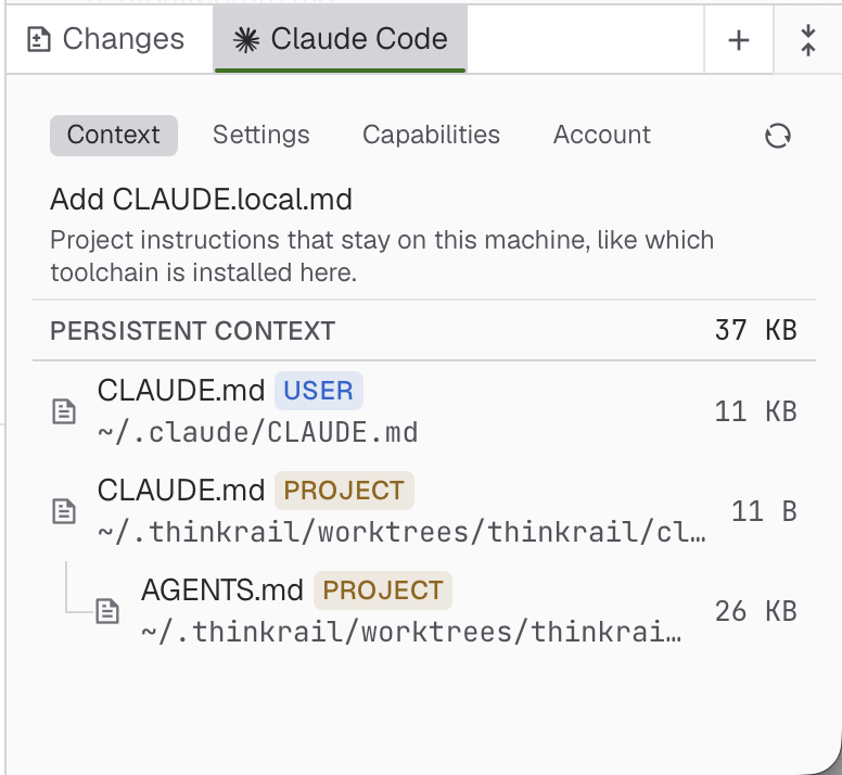Claude Code persistent context tab