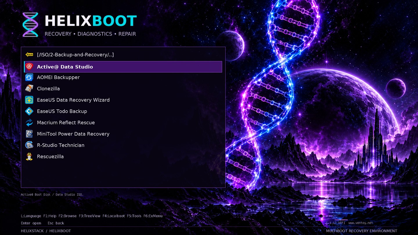 The boot menu with the new icons