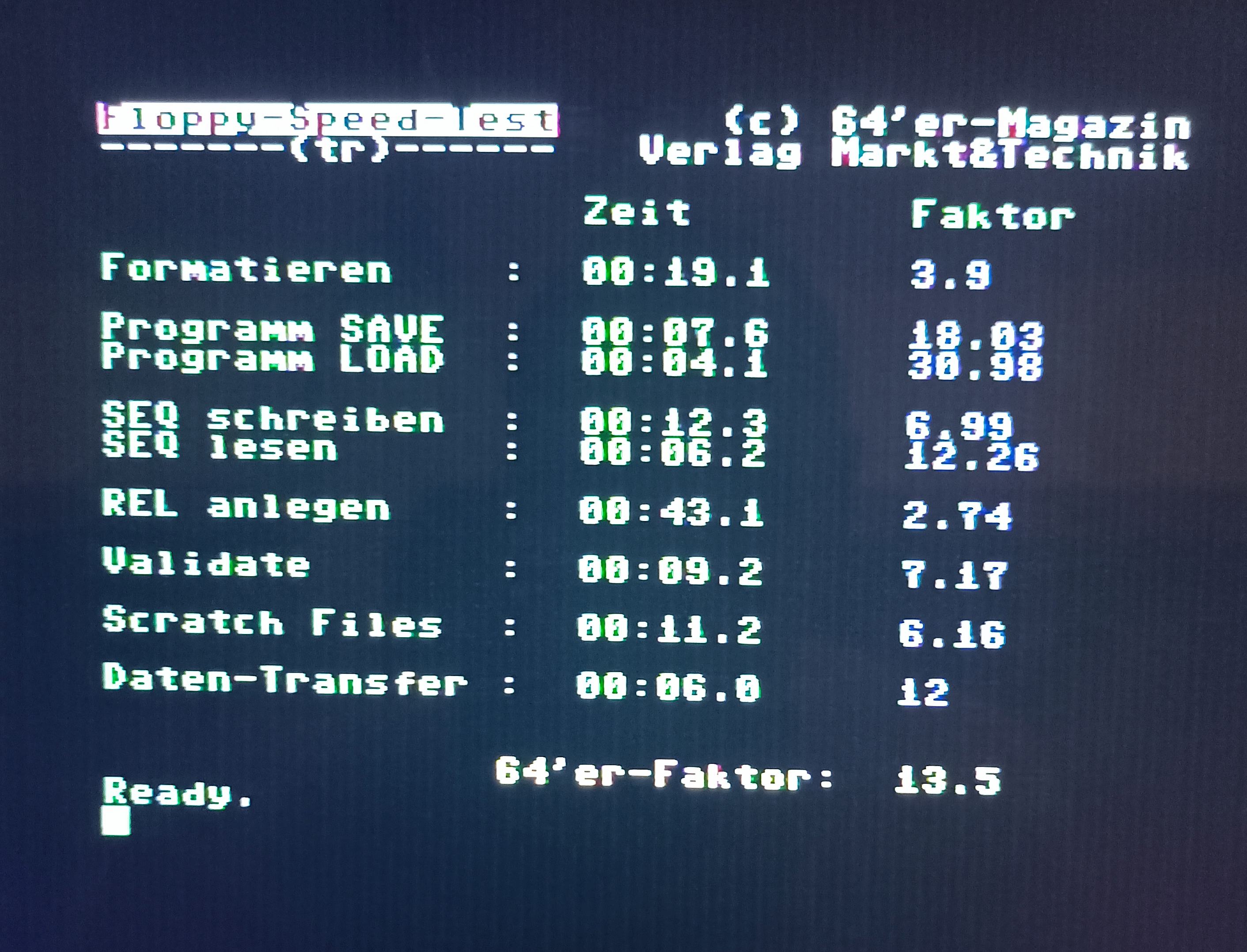 64'er speed benchmark in C64 mode