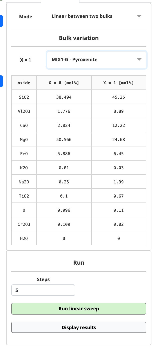 MAGEMinApp linear variation menu