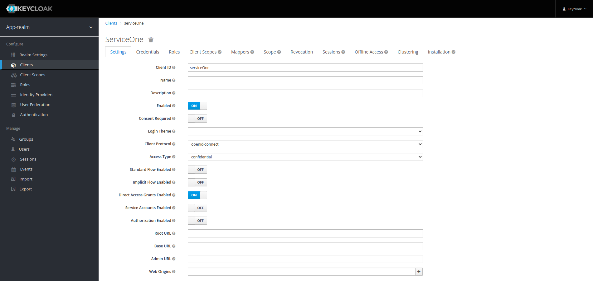 keycloakConfigureClient