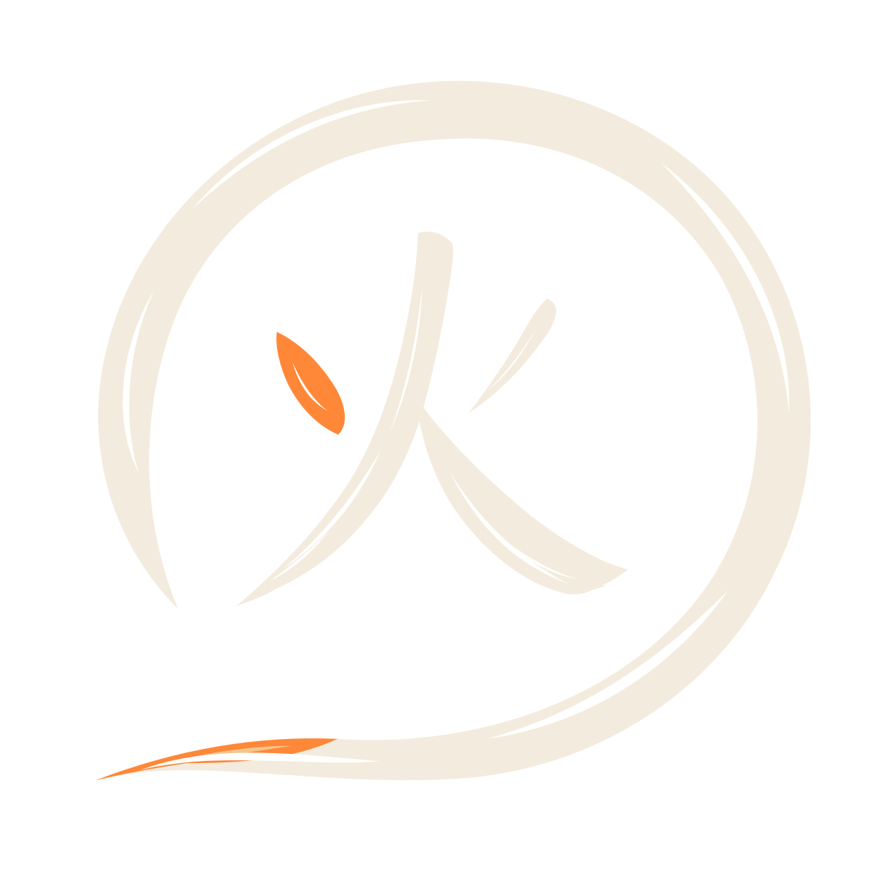 Ember logo: the fire character in an open brush circle