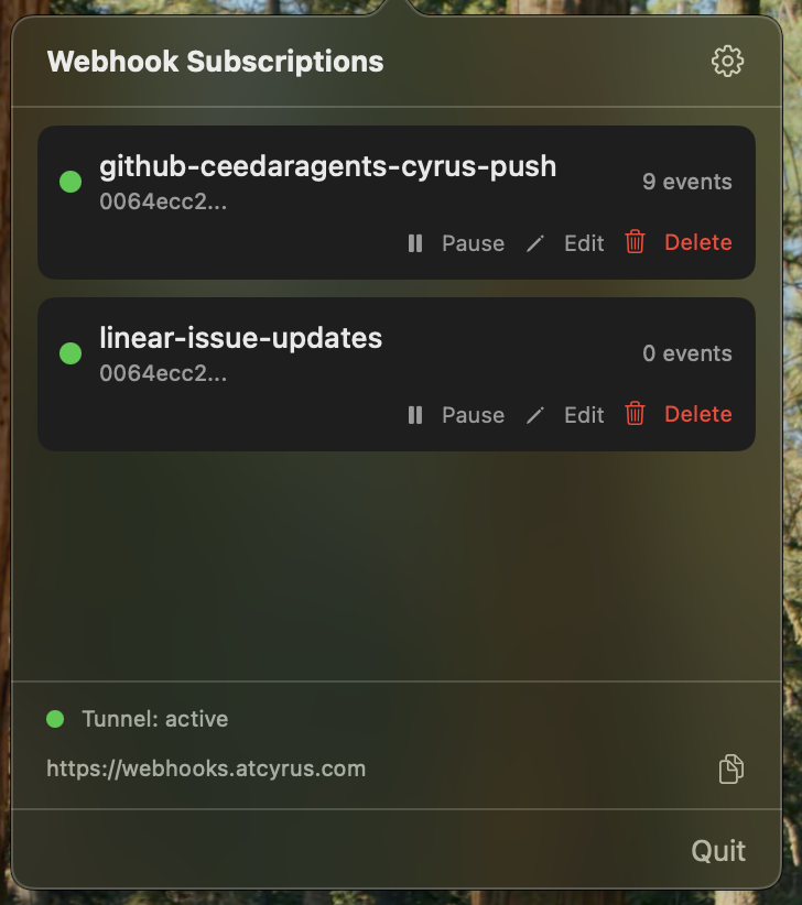 ClaudeWebhooks menu bar app