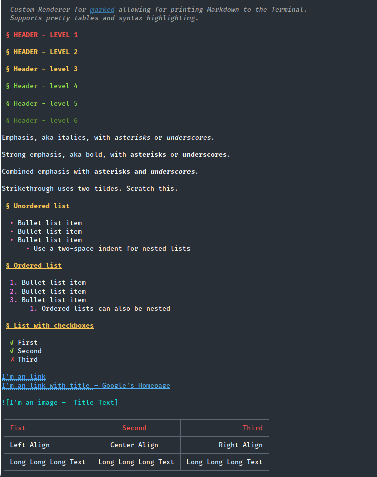 Screenshot of marked-terminal