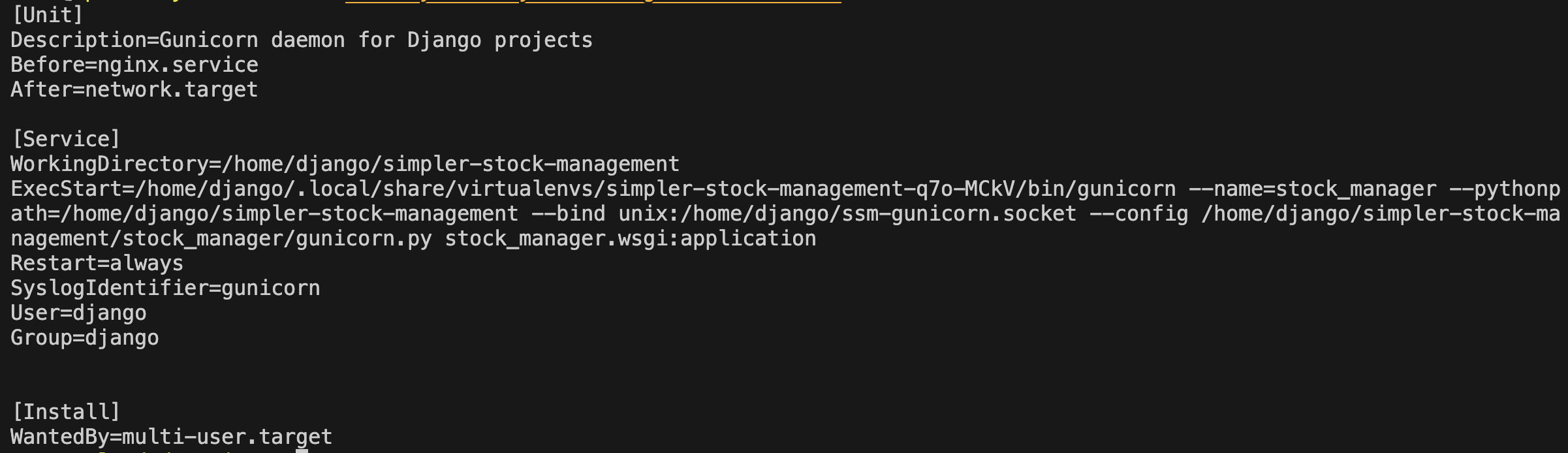 Example systemd file